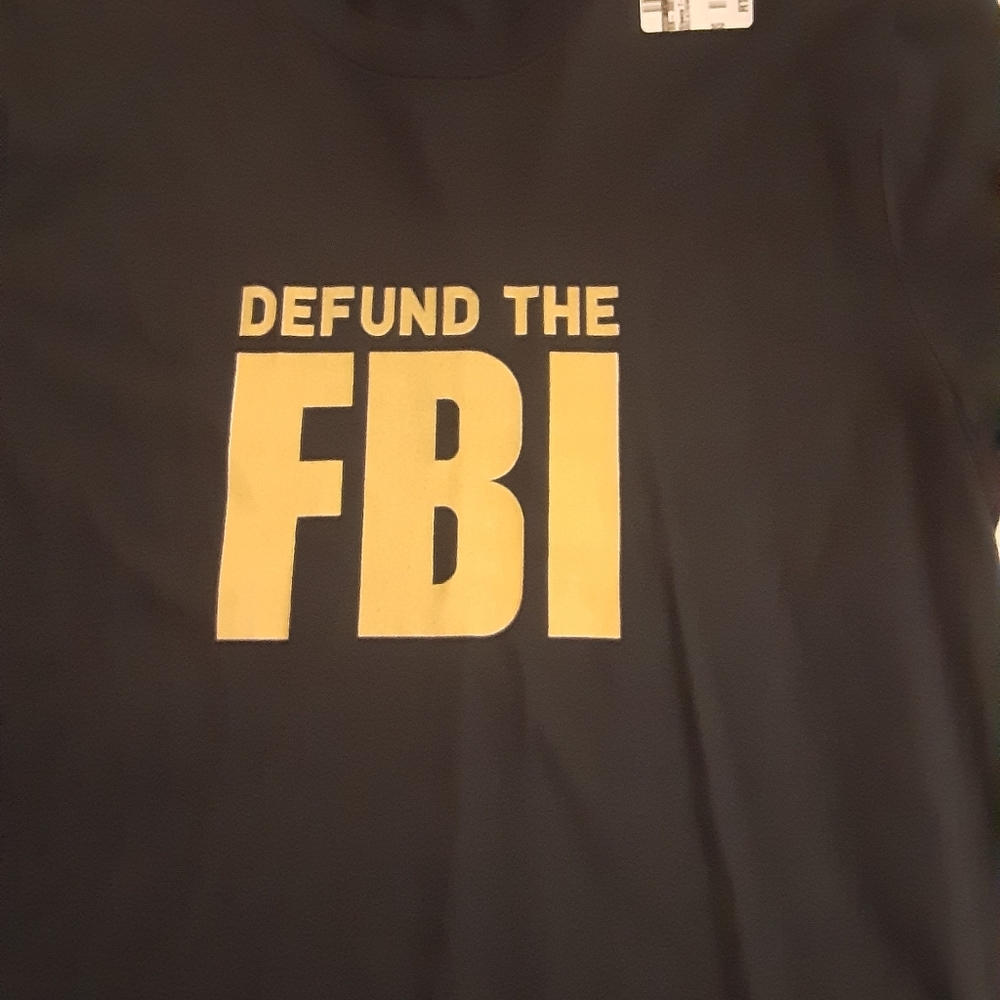 Bella Canvas Black Defund The FBI cotton Tee with Gold Graphic